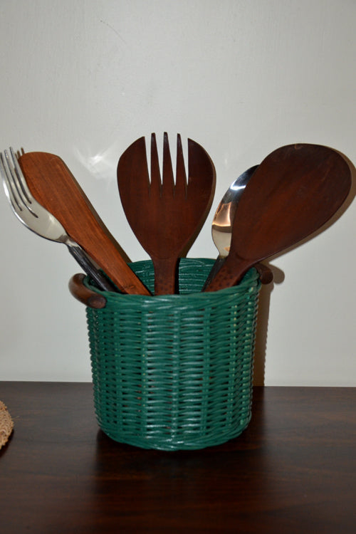 Rattan Planter & Utility Basket (Teal Green)