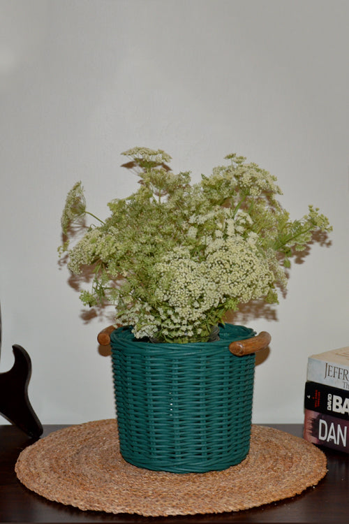Rattan Planter & Utility Basket (Teal Green)