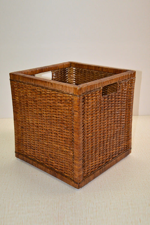 Rattan Square Storage & Laundry Basket (Teak)