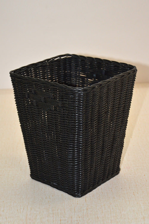 Rattan Waste Paper Basket Bin Charcoal