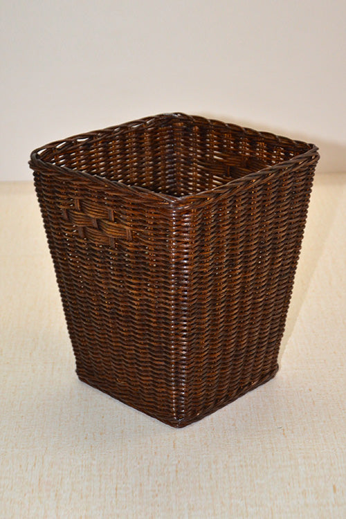 Rattan Waste Paper Basket Bin Brown