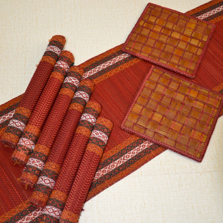 Madurkathi & Screw Pine Dining Gift Set (Maroon)