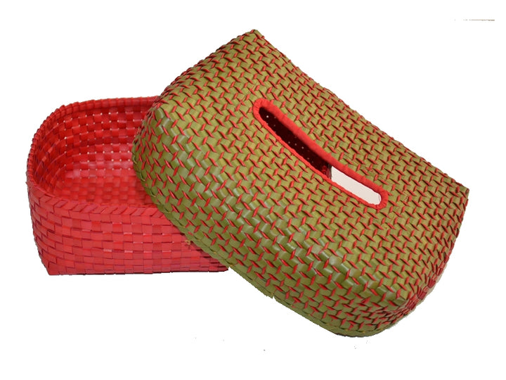 Palm Leaf Tissue Box (Green Red)