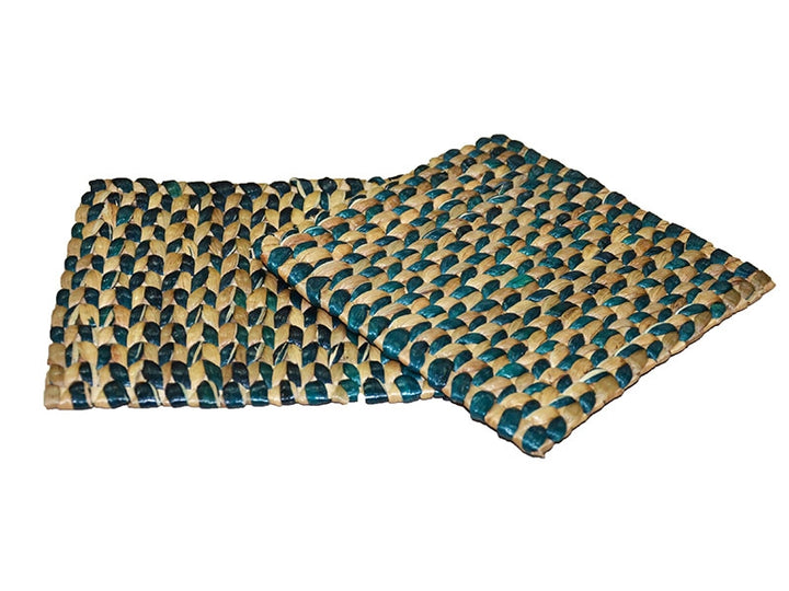Water Hyacinth Square Trivets Green Natural (Set of 2)