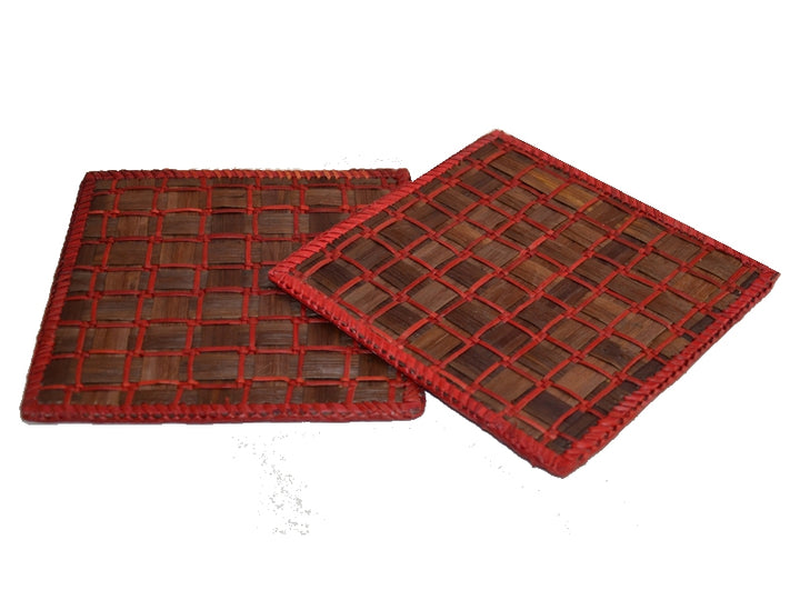 Screw Pine Square Trivets Brown (Set of 2)