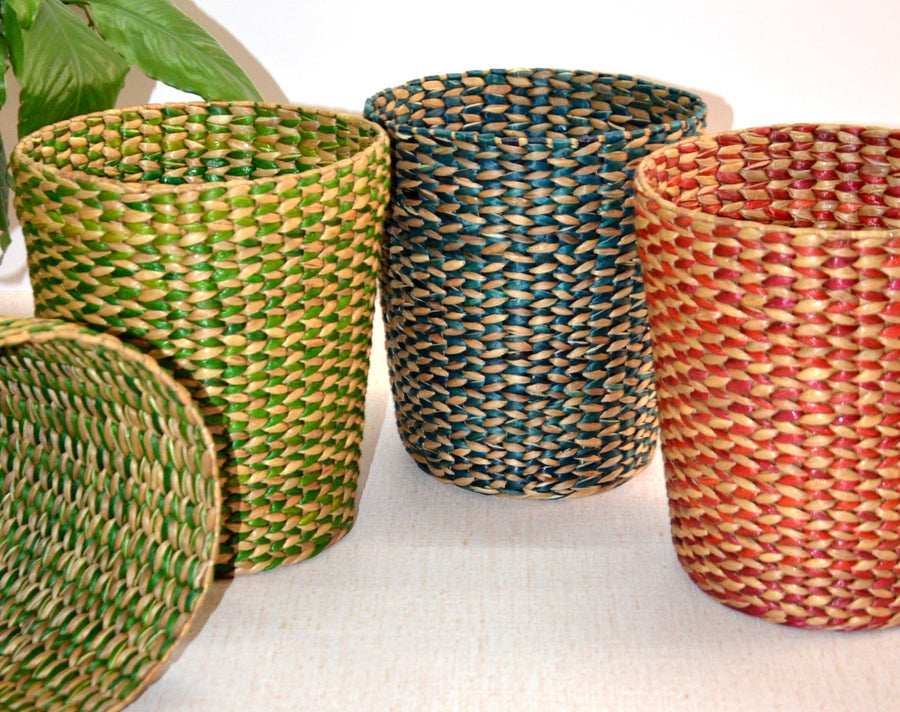 Dharini Water Hyacinth Waste Paper Basket (Green Natural) main image 1
