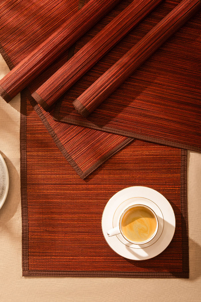 Bamboo Place Mats Plain Brown (Set of 6)