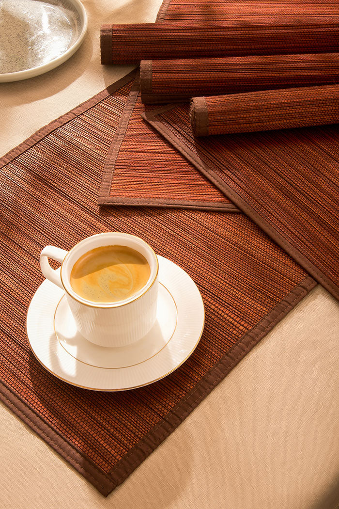 Bamboo Place Mats Plain Brown (Set of 6)