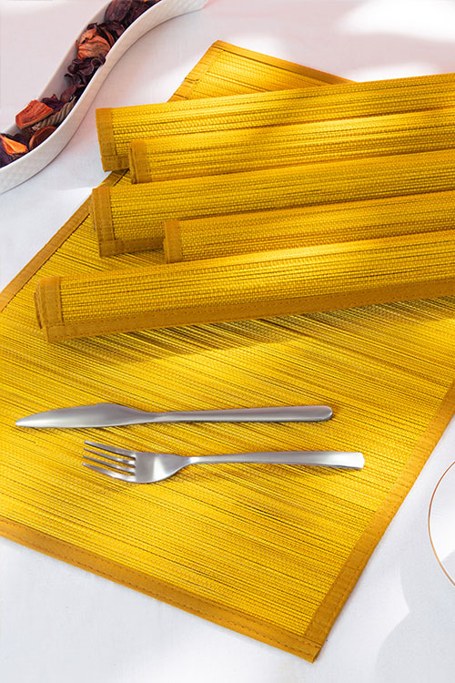 Bamboo Place Mats Plain Mustard (Set of 6)
