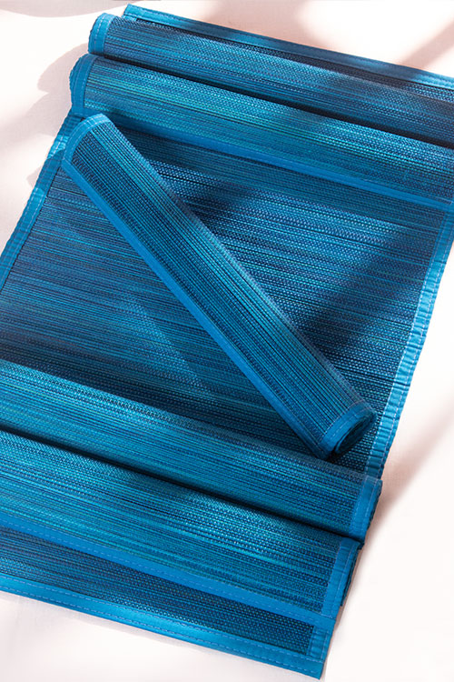 Bamboo Place Mats Plain Blue (Set of 6)