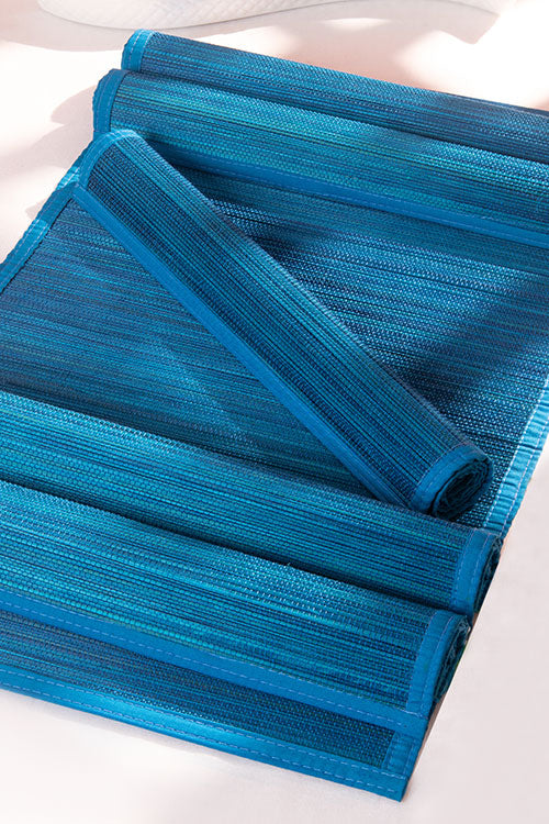 Bamboo Place Mats Plain Blue (Set of 6)