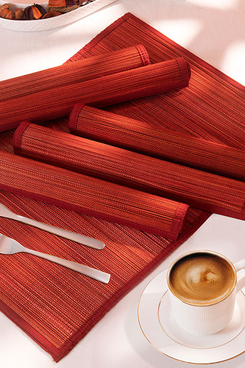 Bamboo Placemats Plain Rust (Set of 6)