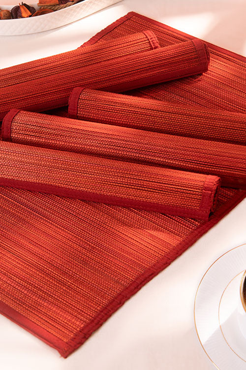 Bamboo Placemats Plain Rust (Set of 6)