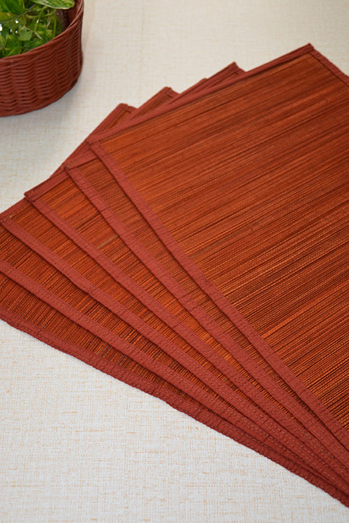 Bamboo Placemats Plain Rust (Set of 6)