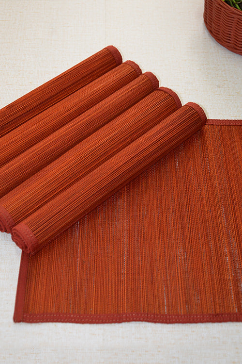 Bamboo Placemats Plain Rust (Set of 6)