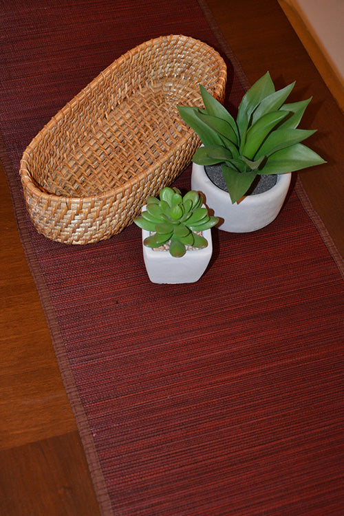 Bamboo Table Runner Plain Medium Brown