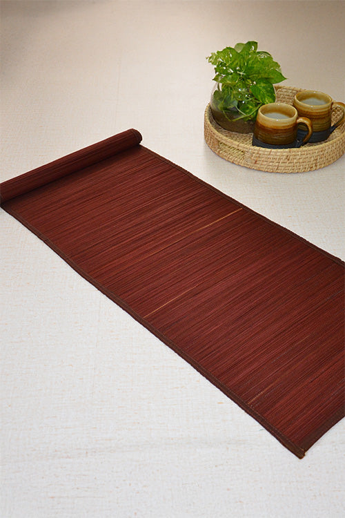 Bamboo Table Runner Plain Medium Brown