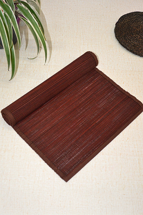 Bamboo Table Runner Plain Medium Brown