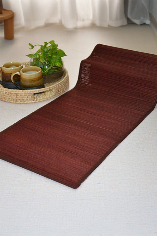 Bamboo Table Runner Plain Medium Brown