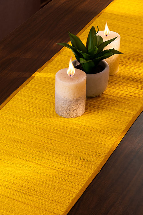 Bamboo Table Runner Plain Medium Mustard