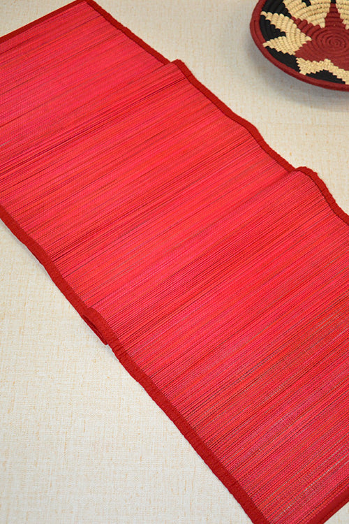 Bamboo Table Runner Plain Medium Red