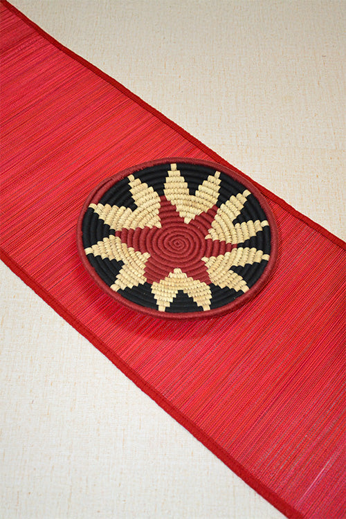 Bamboo Table Runner Plain Medium Red