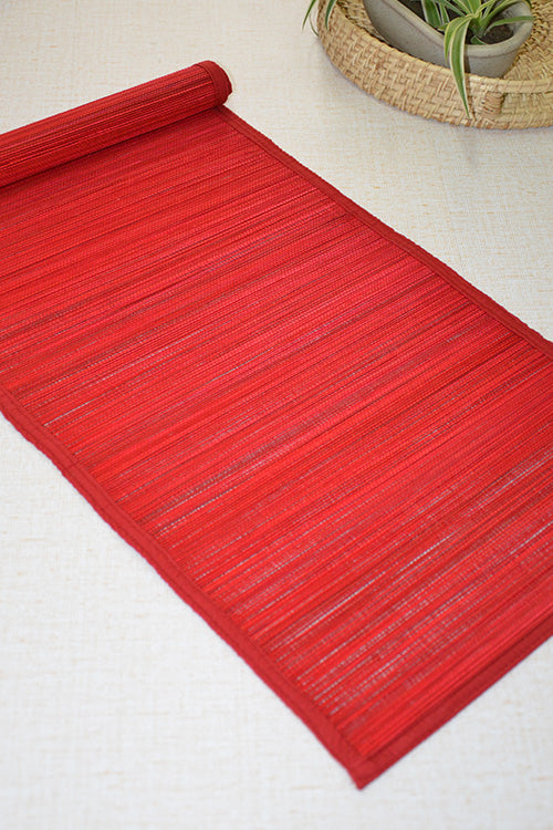 Bamboo Table Runner Plain Medium Red