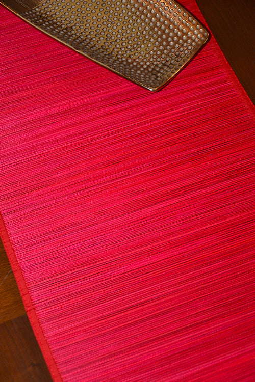 Bamboo Table Runner Plain Medium Red