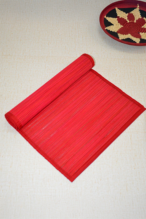Bamboo Table Runner Plain Medium Red