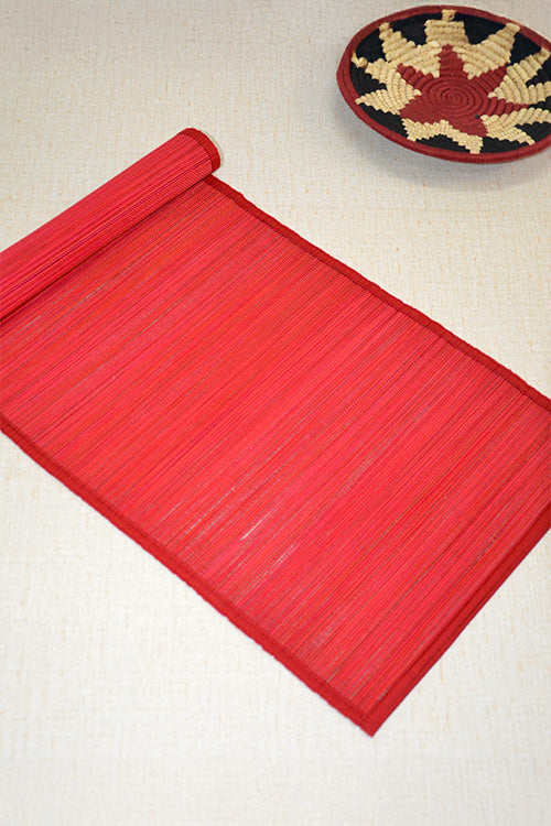 Bamboo Table Runner Plain Medium Red