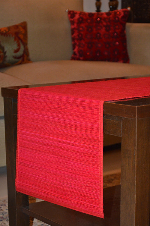 Bamboo Table Runner Plain Medium Red