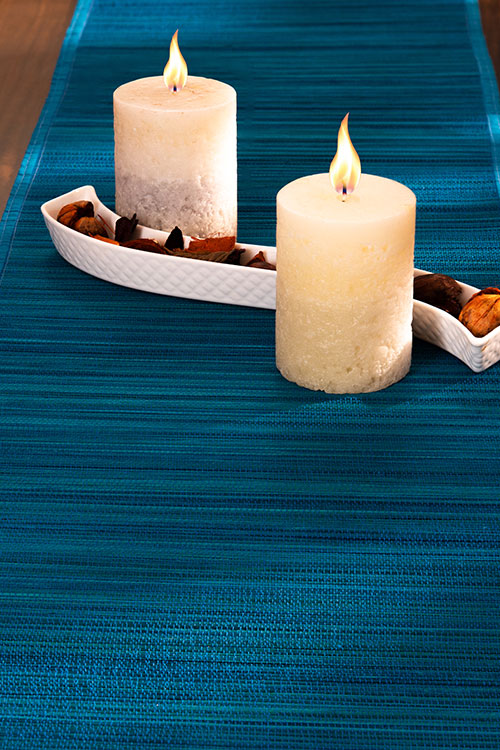 Bamboo Table Runner Plain Medium Blue