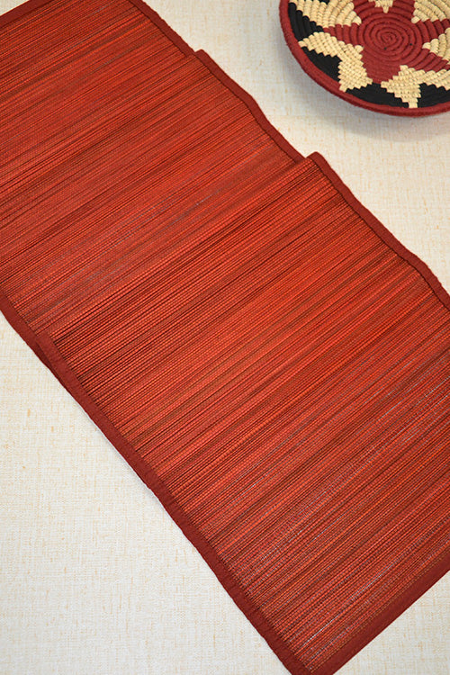 Bamboo Table Runner Plain Medium Rust