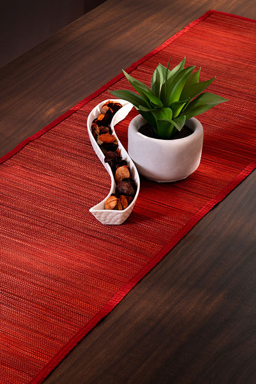Bamboo Table Runner Plain Medium Rust