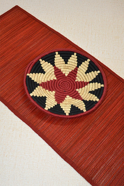 Bamboo Table Runner Plain Medium Rust