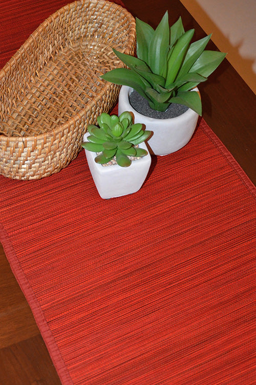 Bamboo Table Runner Plain Medium Rust