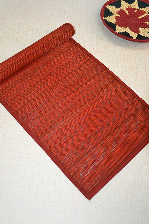 Bamboo Table Runner Plain Medium Rust
