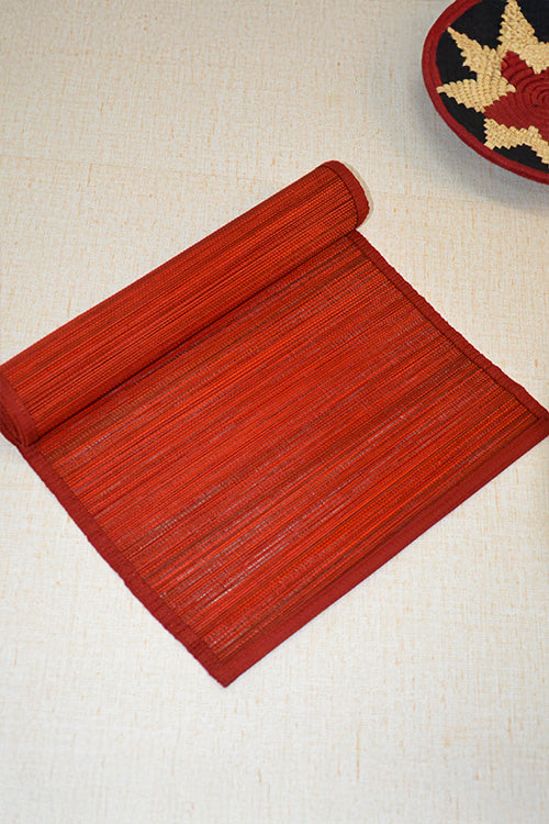 Bamboo Table Runner Plain Medium Rust