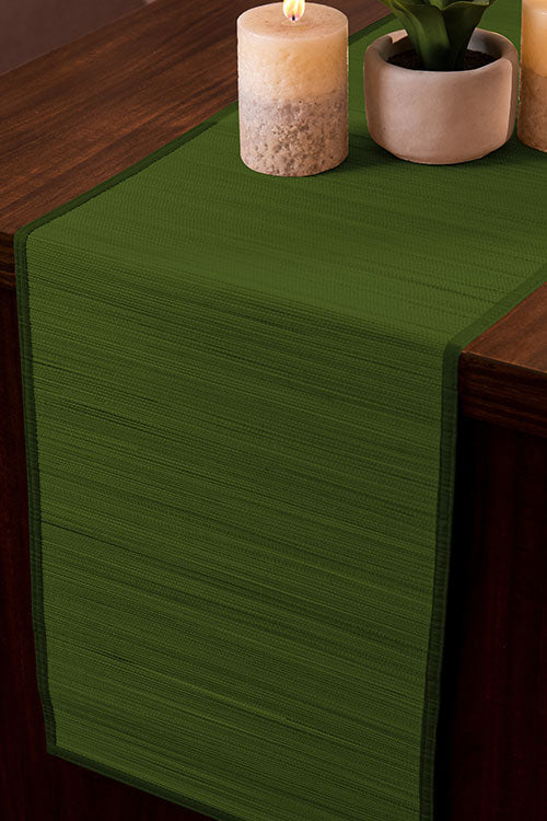 Bamboo Table Runner Plain Medium Seaweed