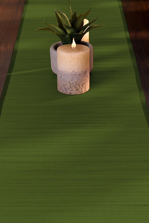 Bamboo Table Runner Plain Medium Seaweed