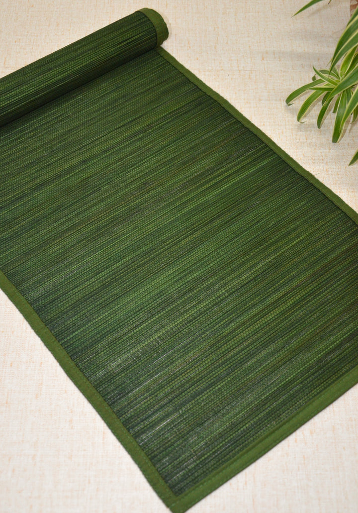 Bamboo Table Runner Plain Medium Seaweed