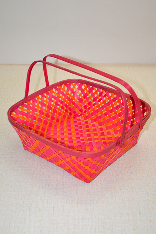 Bamboo Gift Basket Square Fuchsia Orange (large)