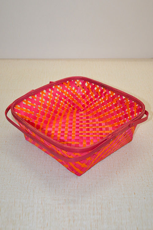 Bamboo Gift Basket Square Fuchsia Orange (large)