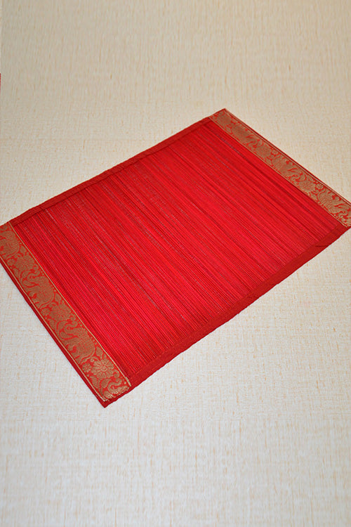 Bamboo Place Mats Brocade Red (Set of 6)