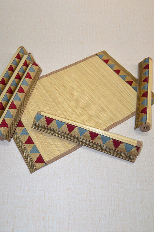 Bamboo Place Mats Brocade Natural (Set of 6)