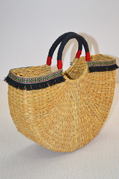 Kauna Shopper Bag (Natural with Black Tassels)