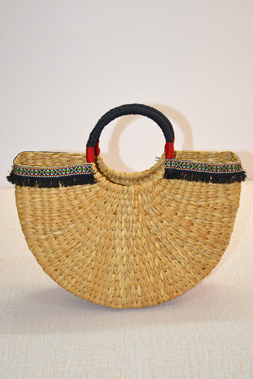 Kauna Shopper Bag (Natural with Black Tassels)