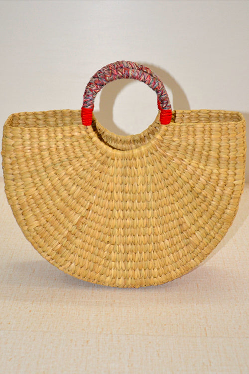 Kauna Half Moon Basket Bag Natural Red