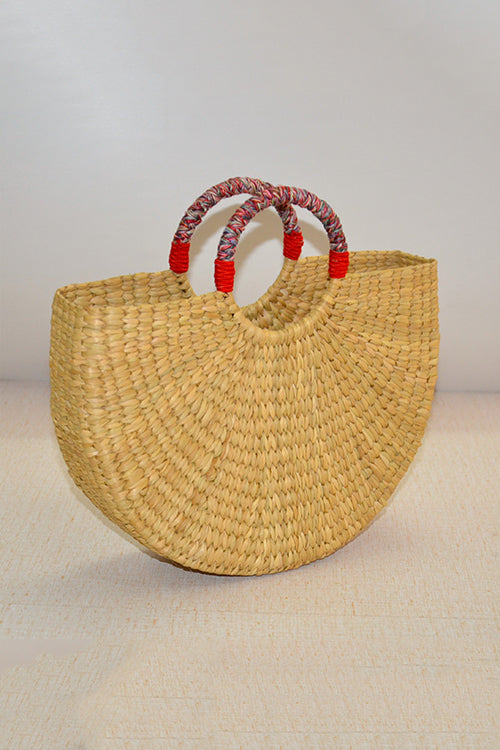 Kauna Half Moon Basket Bag Natural Red