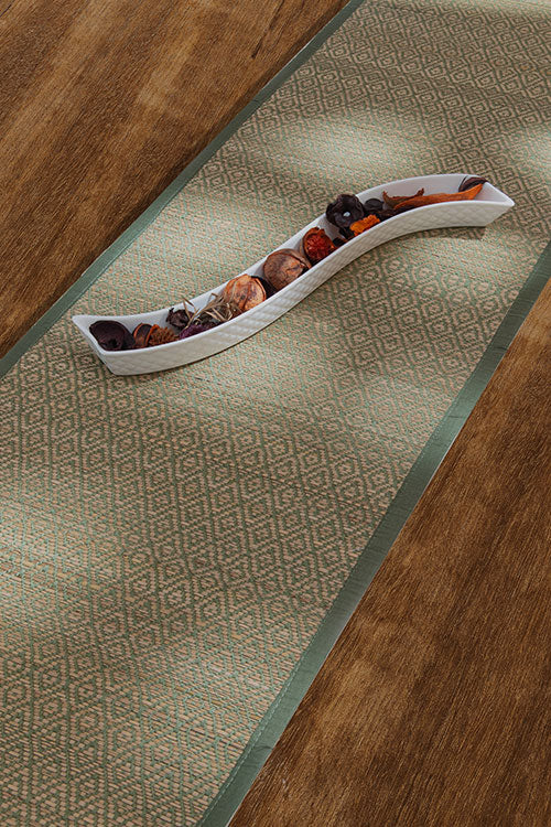 Madurkathi Diamond Table Runner Pista Green